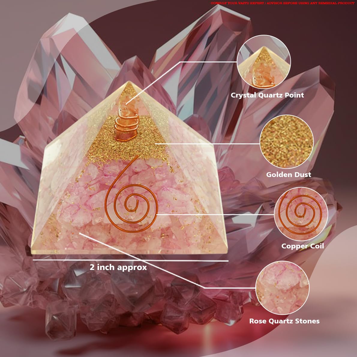 Rose Quarts Vastu Pyramid for LOVE, PEACE AND HARMONY IN RELATIONSHIPS - Image 3