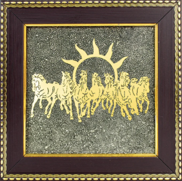 7 Horses on Raw Pyrite Frame
