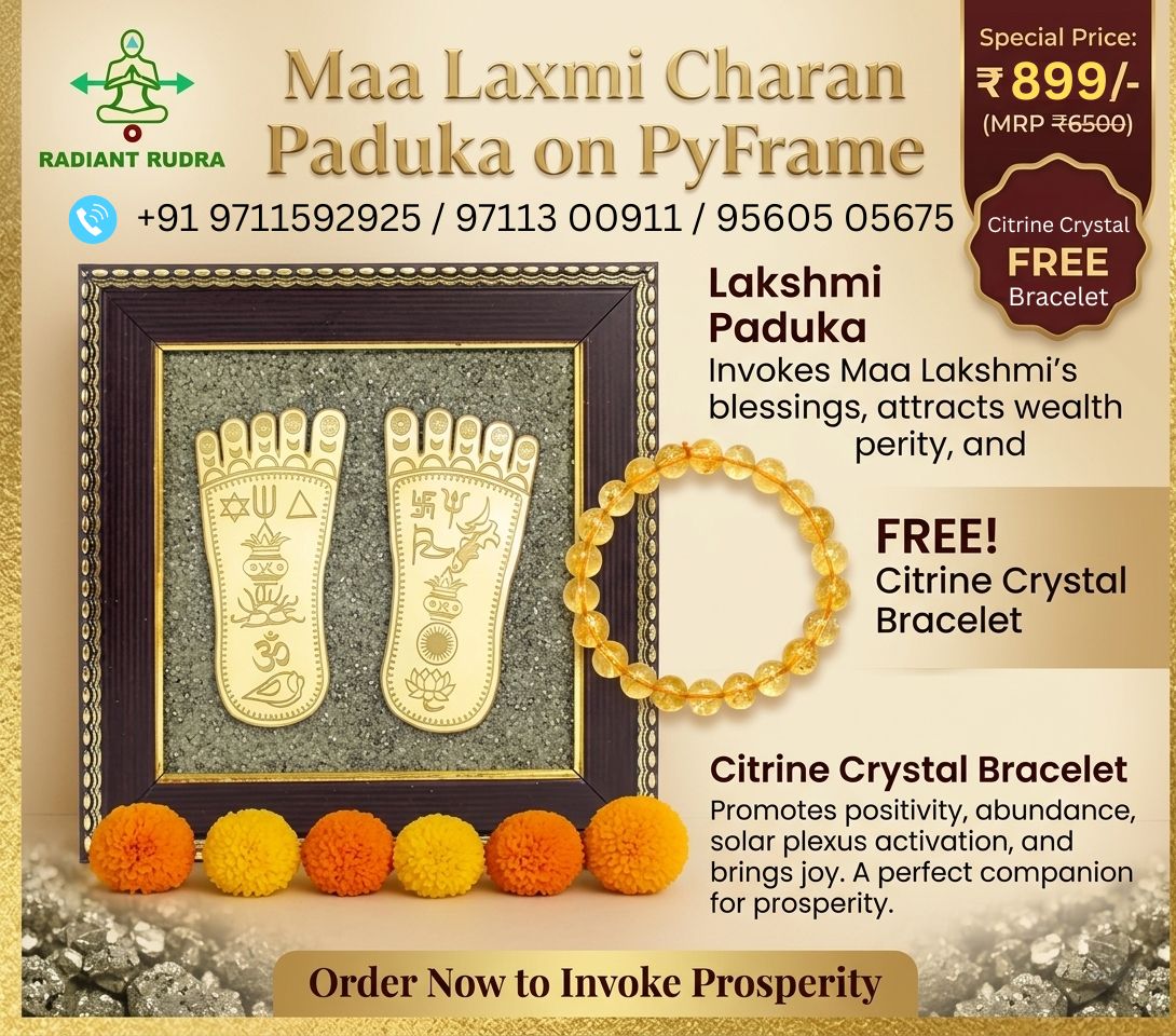 Maa Laxmi Charan paduka + free Citrine Crystal Bracelet
